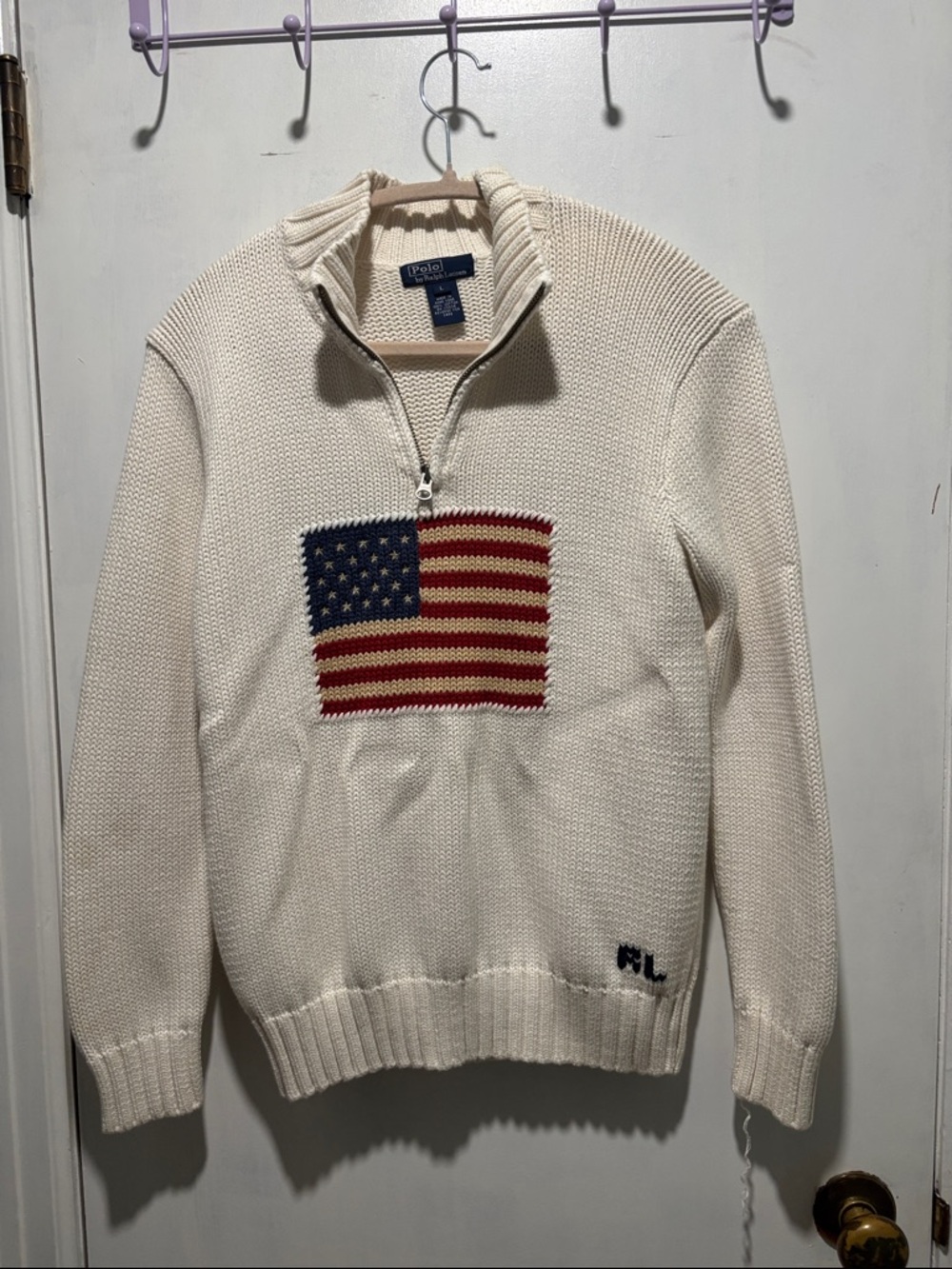 POLO RALPH LAUREN American flag quarter zip sweater